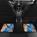 Blue And Orange Tie Dye Print Front and Back Car Floor Mats