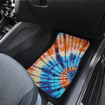 Blue And Orange Tie Dye Print Front and Back Car Floor Mats