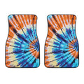Blue And Orange Tie Dye Print Front Car Floor Mats