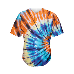 Blue And Orange Tie Dye Print Men's Baseball Jersey