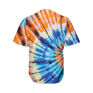 Blue And Orange Tie Dye Print Men's Baseball Jersey