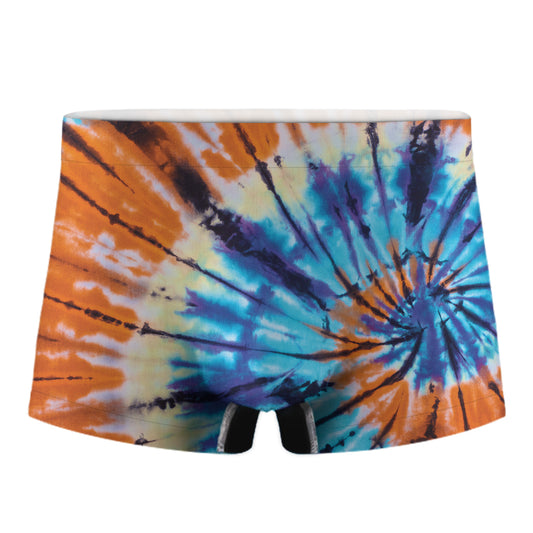 Blue And Orange Tie Dye Print Men's Boxer Briefs