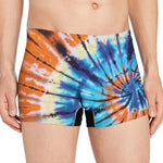Blue And Orange Tie Dye Print Men's Boxer Briefs