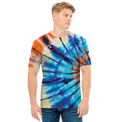 Blue And Orange Tie Dye Print Men's T-Shirt
