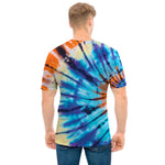 Blue And Orange Tie Dye Print Men's T-Shirt