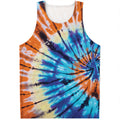 Blue And Orange Tie Dye Print Men's Tank Top