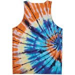 Blue And Orange Tie Dye Print Men's Tank Top
