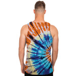Blue And Orange Tie Dye Print Men's Tank Top