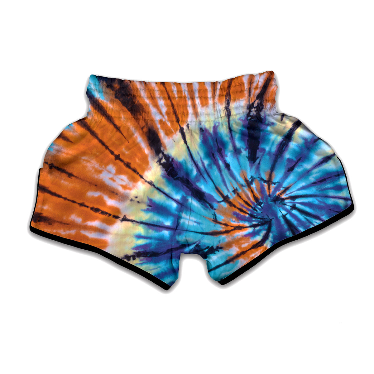 Blue And Orange Tie Dye Print Muay Thai Boxing Shorts