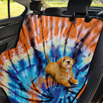 Blue And Orange Tie Dye Print Pet Car Back Seat Cover