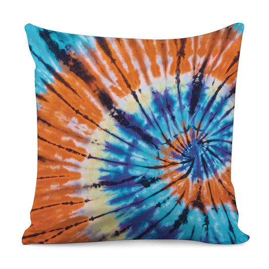 Blue And Orange Tie Dye Print Pillow Cover