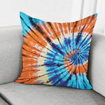 Blue And Orange Tie Dye Print Pillow Cover