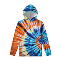 Blue And Orange Tie Dye Print Pullover Hoodie