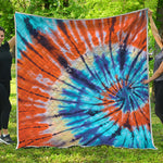Blue And Orange Tie Dye Print Quilt