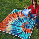 Blue And Orange Tie Dye Print Quilt
