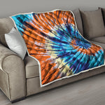 Blue And Orange Tie Dye Print Quilt