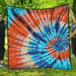 Blue And Orange Tie Dye Print Quilt