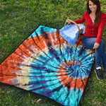 Blue And Orange Tie Dye Print Quilt