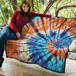 Blue And Orange Tie Dye Print Quilt