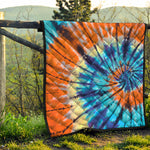 Blue And Orange Tie Dye Print Quilt