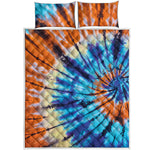 Blue And Orange Tie Dye Print Quilt Bed Set