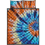 Blue And Orange Tie Dye Print Quilt Bed Set