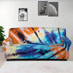 Blue And Orange Tie Dye Print Sofa Cover