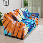 Blue And Orange Tie Dye Print Sofa Cover
