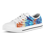 Blue And Orange Tie Dye Print White Low Top Shoes