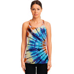 Blue And Orange Tie Dye Print Women's Racerback Tank Top