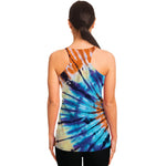 Blue And Orange Tie Dye Print Women's Racerback Tank Top