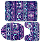 Blue And Pink Aztec Pattern Print 3 Piece Bath Mat Set