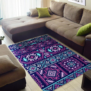Blue And Pink Aztec Pattern Print Area Rug GearFrost