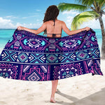 Blue And Pink Aztec Pattern Print Beach Sarong Wrap