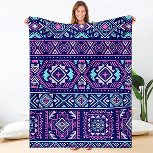 Blue And Pink Aztec Pattern Print Blanket