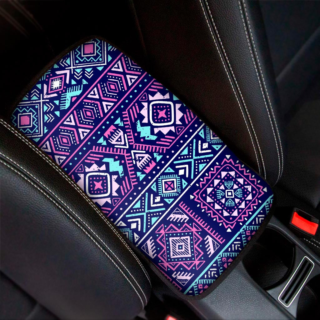 Blue And Pink Aztec Pattern Print Car Center Console Cover