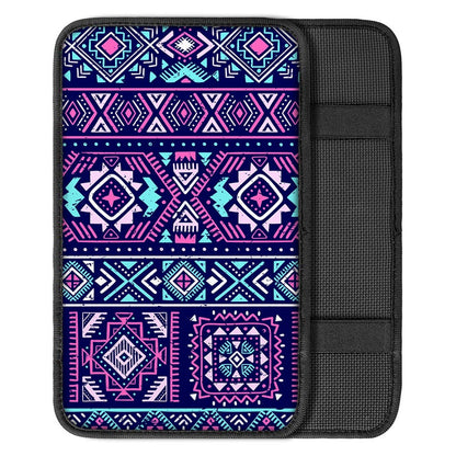 Blue And Pink Aztec Pattern Print Car Center Console Cover