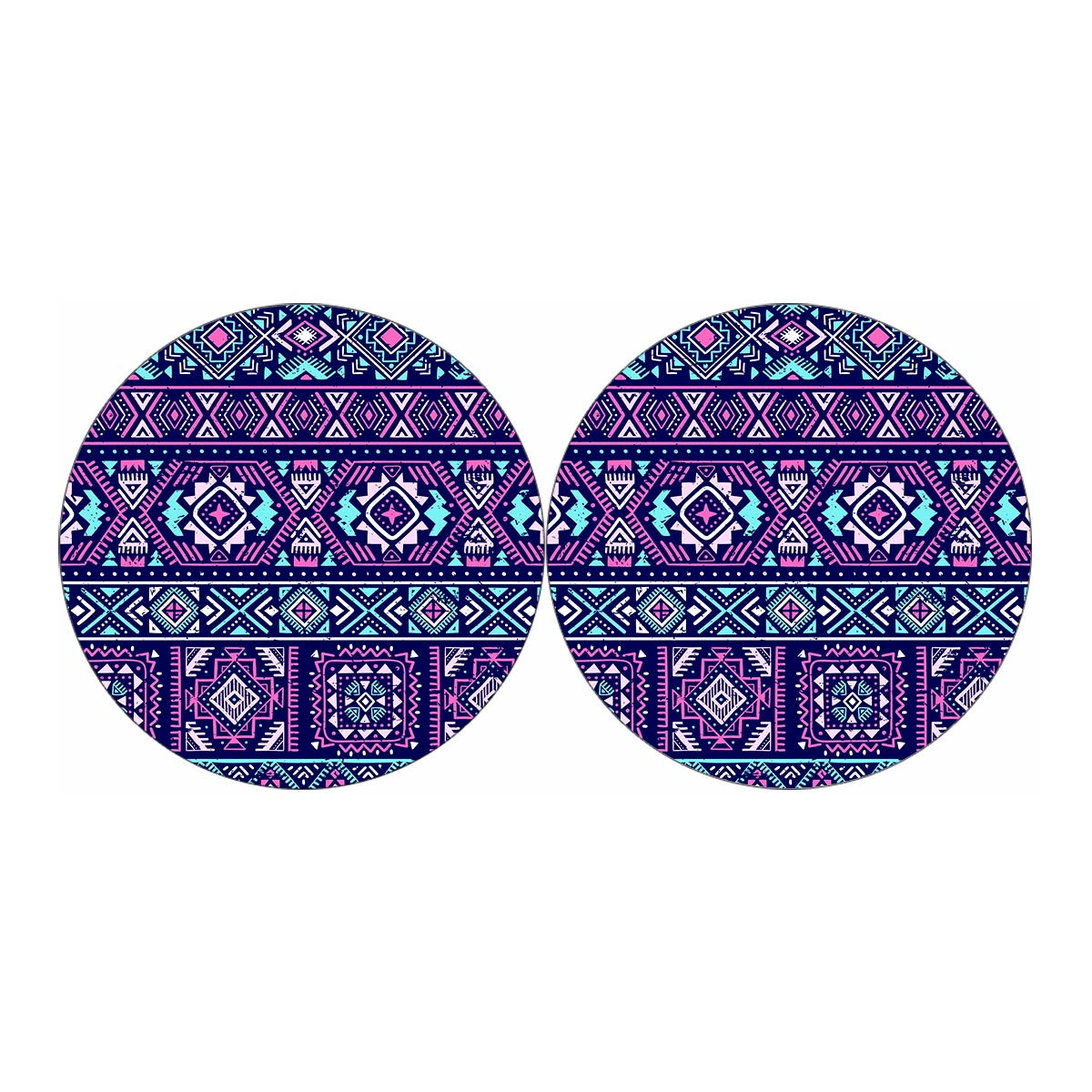 Blue And Pink Aztec Pattern Print Car Coasters