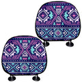 Blue And Pink Aztec Pattern Print Car Headrest Covers