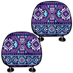 Blue And Pink Aztec Pattern Print Car Headrest Covers