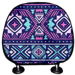 Blue And Pink Aztec Pattern Print Car Headrest Covers