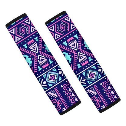 Blue And Pink Aztec Pattern Print Car Seat Belt Covers