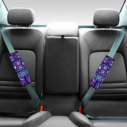 Blue And Pink Aztec Pattern Print Car Seat Belt Covers