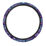 Blue And Pink Aztec Pattern Print Car Steering Wheel Cover