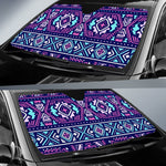 Blue And Pink Aztec Pattern Print Car Sun Shade GearFrost
