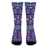 Blue And Pink Aztec Pattern Print Crew Socks