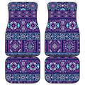 Blue And Pink Aztec Pattern Print Front and Back Car Floor Mats