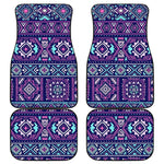 Blue And Pink Aztec Pattern Print Front and Back Car Floor Mats