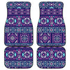 Blue And Pink Aztec Pattern Print Front and Back Car Floor Mats