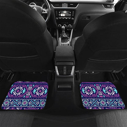Blue And Pink Aztec Pattern Print Front and Back Car Floor Mats